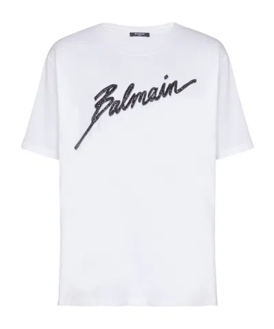 Balmain Logo-embroidered T-shirt In White