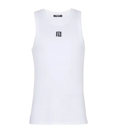 BALMAIN LOGO EMBROIDERED TANK TOP