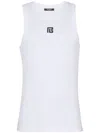 Balmain Logo-embroidered Tank Top In White