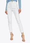 Balmain Logo Embroidered Tapered-leg Jeans In White