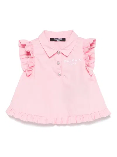 Balmain Babies' Logo-embroidered Top In Pink