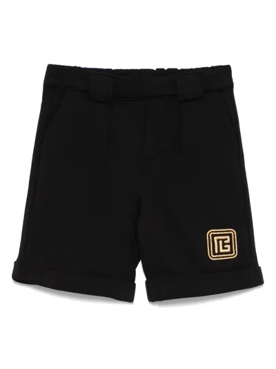 Balmain Babies' Logo-embroidered Track Shorts In Black
