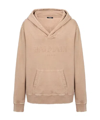 BALMAIN BALMAIN LOGO EMBROIDERED HOODED SWEATSHIRT