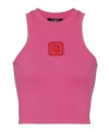 Balmain Cropped Tank Top With Retro Pb Embroidery In Pink