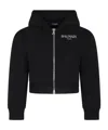 Balmain Logo-embroidered Zip-fastening Hoodie In Black