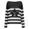Balmain Gestreifter Pullover Mit U-boot-ausschnitt In Black