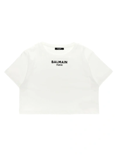 Balmain Kids' Logo Embroidery T-shirt In White