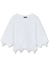 Balmain Logo Emroidered Oversize Top In Silver