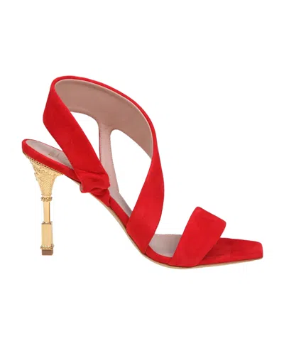 BALMAIN BALMAIN LOGO ENGRAVED HEELED SANDALS