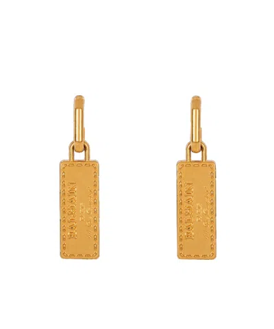 Balmain Logo-engraved Pendant Earrings In Gold