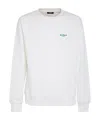 Balmain Logo-flocked Cotton Sweatshirt In White