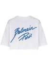 Balmain Logo-flocked Cropped T-shirt In White