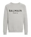 Balmain Logo-flocked Mélange Sweatshirt In Gray