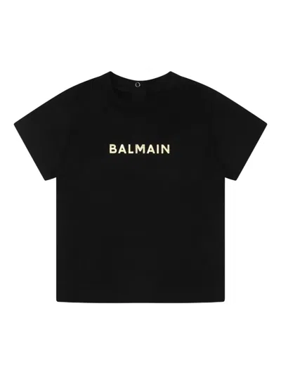 Balmain Babies' Logo-foil T-shirt In Black