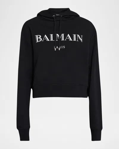 Balmain Logo Graphic Hoodie In Black