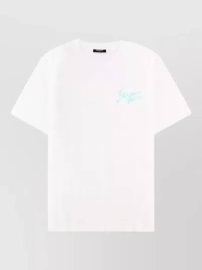 Balmain Logo Graphic Round Neck Short Sleeve T-shirt In White