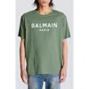 Balmain T-shirt With Logo In Uma Green/white