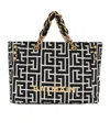 Balmain 1945 Soft Pb-monogrammed Jacquard Canvas Tote Bag In Black