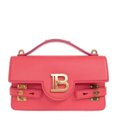 Balmain 24 B-buzz Logo-detail Leather Cross Body Bag In Pink