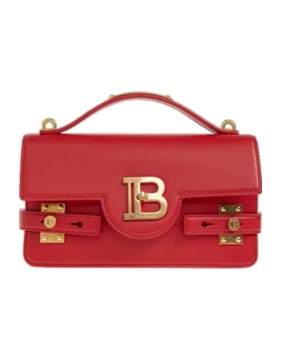 Balmain B-buzz 24 Logo-plaque Cross Body Bag In Red