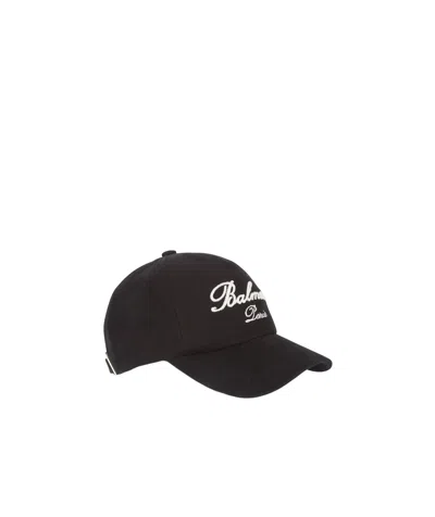 Balmain Logo Hat In Black
