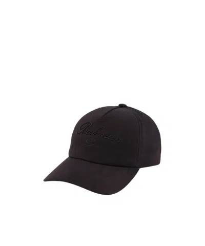 Balmain Logo Hat In Black