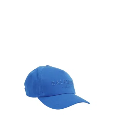 Balmain Logo Hat In Blue
