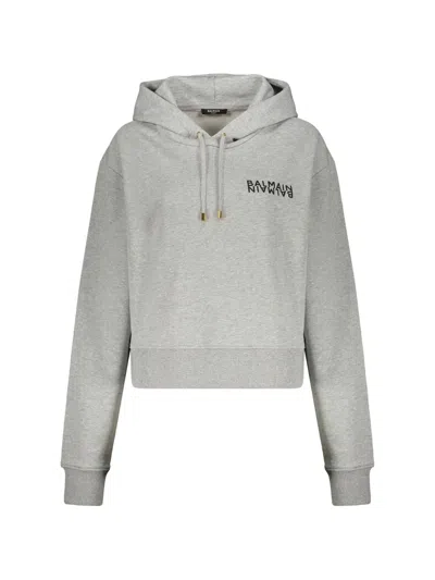 Balmain Long-sleeved Sweatshirt In Gray