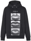Balmain Men's Lips Print Hoodie In Multicolor