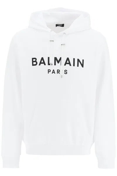 Balmain Logo Hoodie In White
