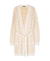 Balmain Logo-intarsia Belted Cardigan In Nude