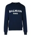 Balmain Logo Cotton Sweatshirt In Black