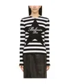 Balmain Black And White Striped Shirt With Cotton Logo In Black