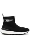 Balmain Logo-intarsia Sock Sneakers In 930bc Black/white