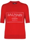 Balmain Logo-intarsia T-shirt In Red