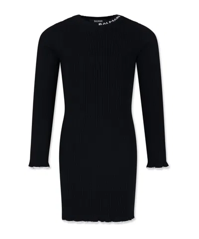 Balmain Logo-jacquard Dress In Black