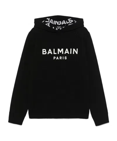 Balmain Logo-jacquard Hoodie In Black
