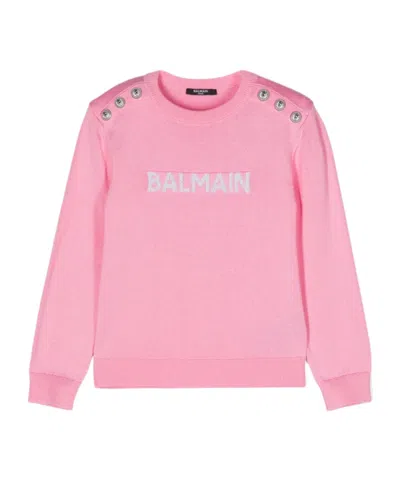 Balmain Logo-jacquard Jumper In Pink