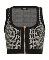 Balmain Monogram Wool-blend Crop Top In Black
