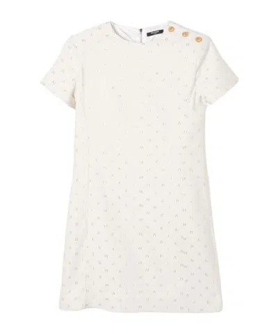 Balmain Logo-jacquard Midi Dress In White