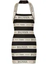Balmain Striped Halterneck Jacquard Minidress In Black