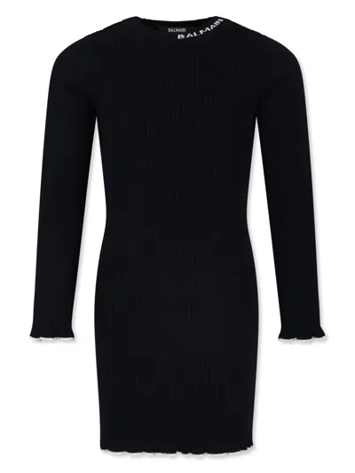 Balmain Kids' Abito Con Logo In Black