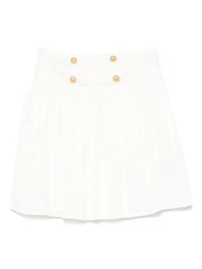 Balmain Kids' Logo-jacquard Skirt In White