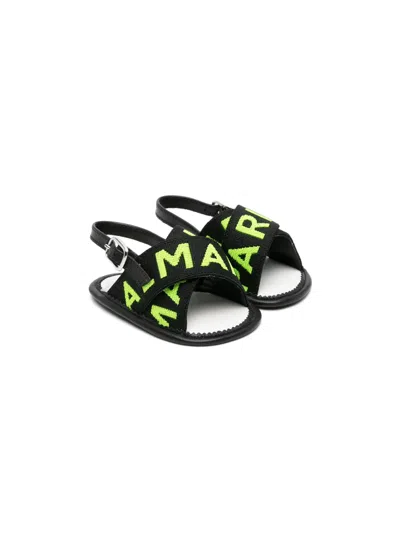 Balmain Babies' Logo-jacquard Slingback Sandals In Black