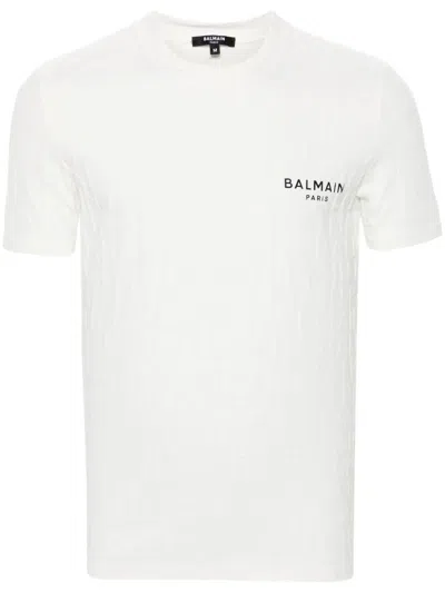 Balmain Logo-jacquard T-shirt In White