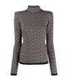 Balmain Logo Jacquard Turtleneck Pullover In Black