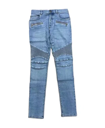 Balmain Logo Jeans In Blue