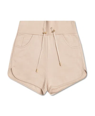 Balmain French Cotton-terry Shorts In Nude