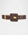Balmain Anthem Large Smooth Leather Belt In Marron Fon