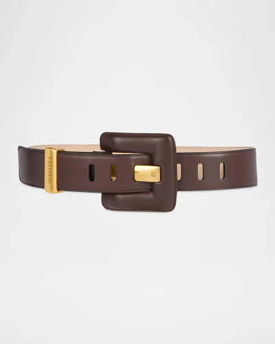 Balmain Logo Leather Belt In Marron Fon